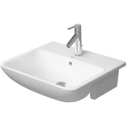 Duravit ME by Starck Halbeinbauwaschtisch, 1 Hahnloch, mit Überlauf, mit Hahnlochbank, 550mm, 0378550000, Farbe: Weiß