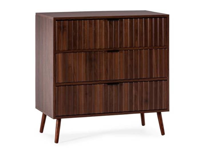 HOMN LIVING Kommode Lluvia 3 Schubladen Walnussoptik, 80 cm (Breite) x 40 cm (Tiefe) x 80 cm (Höhe)