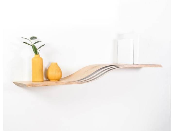 Etagère murale flottante - EWART WOODS - En bois frêne 93 cm - Design moderne courbé