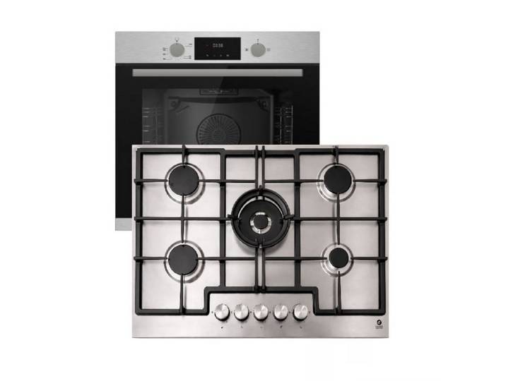 Gasline Gas-Standherd Gasline Gasherdset GB850-FIX+ Gaskochfeld 75cm Edelstahl, 5 Brennern