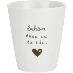 Krasilnikoff Happy Mug Becher Schön, dass du da bist, Ø 8.8, Höhe 10 cm