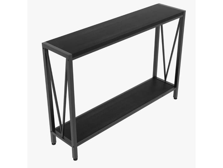 GARVEE Console industrielle à 2 niveaux table d'entrée étroite de 109 cm avec étagères de rangement ouvertes - Noire