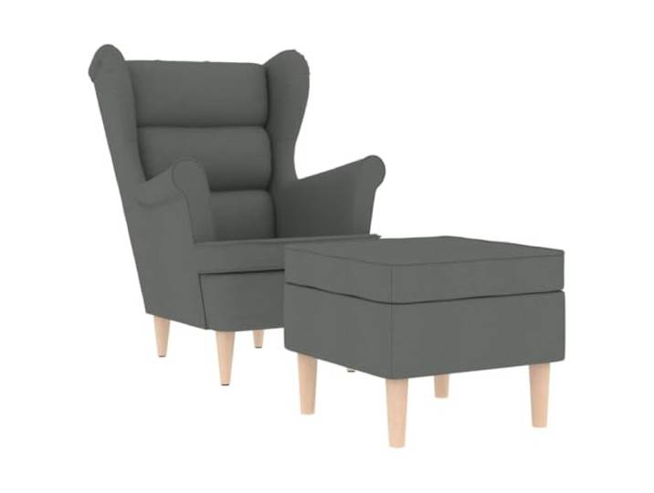 vidaXL Fauteuil met voetenbankje stof donkergrijs