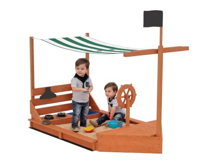Outsunny Sandkasten 180x103 cm Kinder Sandbox mit Abdeckung Holz Grün