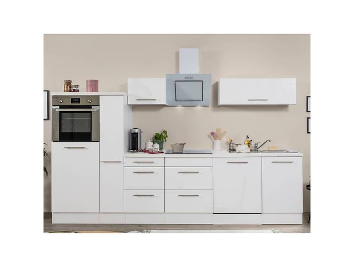 Cuisine Amanda IV 310cm Blanc/Blanc brillant/Blanc