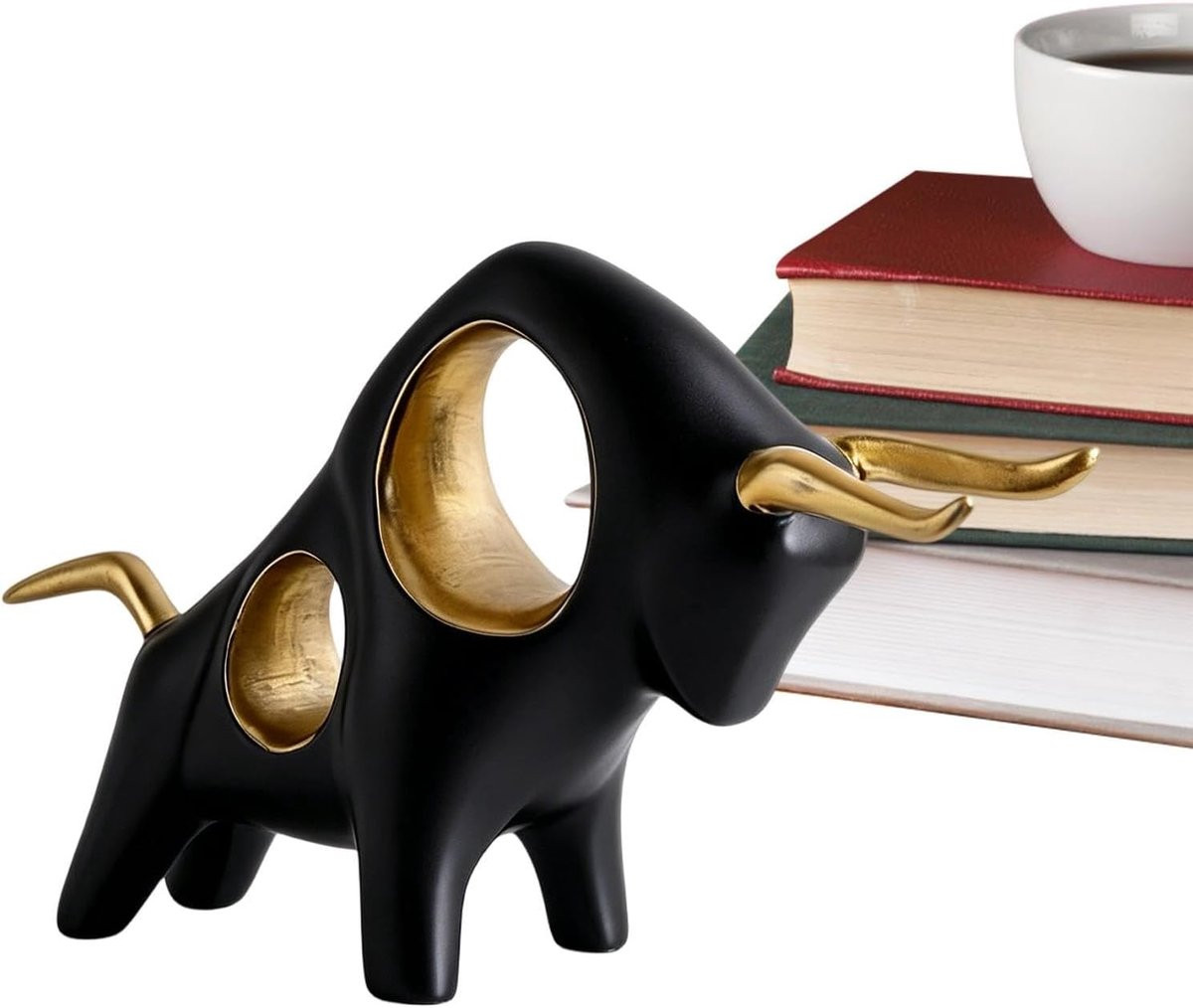 Merkloos Hars Stier Decoratie - Dierenbeeldje Ornament voor op de Tafel