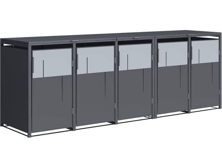 Mülltonnenbox WESTMANN Tonus 5 , grau (anthrazit), B:330cm H:116cm T:80cm, Stahl, Aufbewahrungsboxen, Mülltonnenbox, BxTxH: 330x80x116 cm, für 5x240 L Mülltonnen