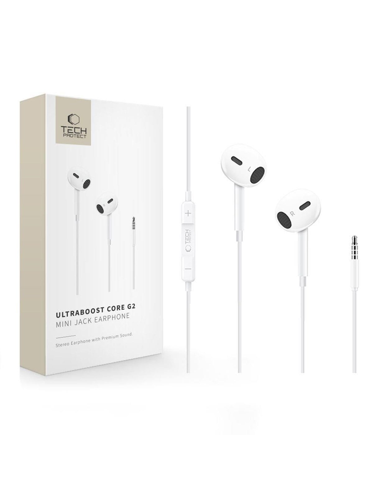 Tech-Protect Ultraboost Core G2 Mini Jack Headphones - White