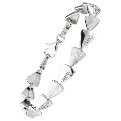 Armband JOBO "Silberarmband mit Dreiecken", silber (silber 925, weiß), Armbänder, Damen, 19cm, Silber 925 (Sterlingsilber), Armband, 925 Silber rhodiniert mit 42 Zirkonia 19 cm