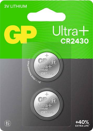 GP Knopfzelle CR2430 3V 2 St. 300 mAh Li-MnO2 Ultra Plus Batterie Lithium Knopfzelle CR2430 2 Stück
