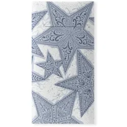 Sovie HORECA Besteckserviette Gitte in Silber-Blau, 40 x 40 cm, 100 Stück - Weihnachten Sterne Bestecktaschen