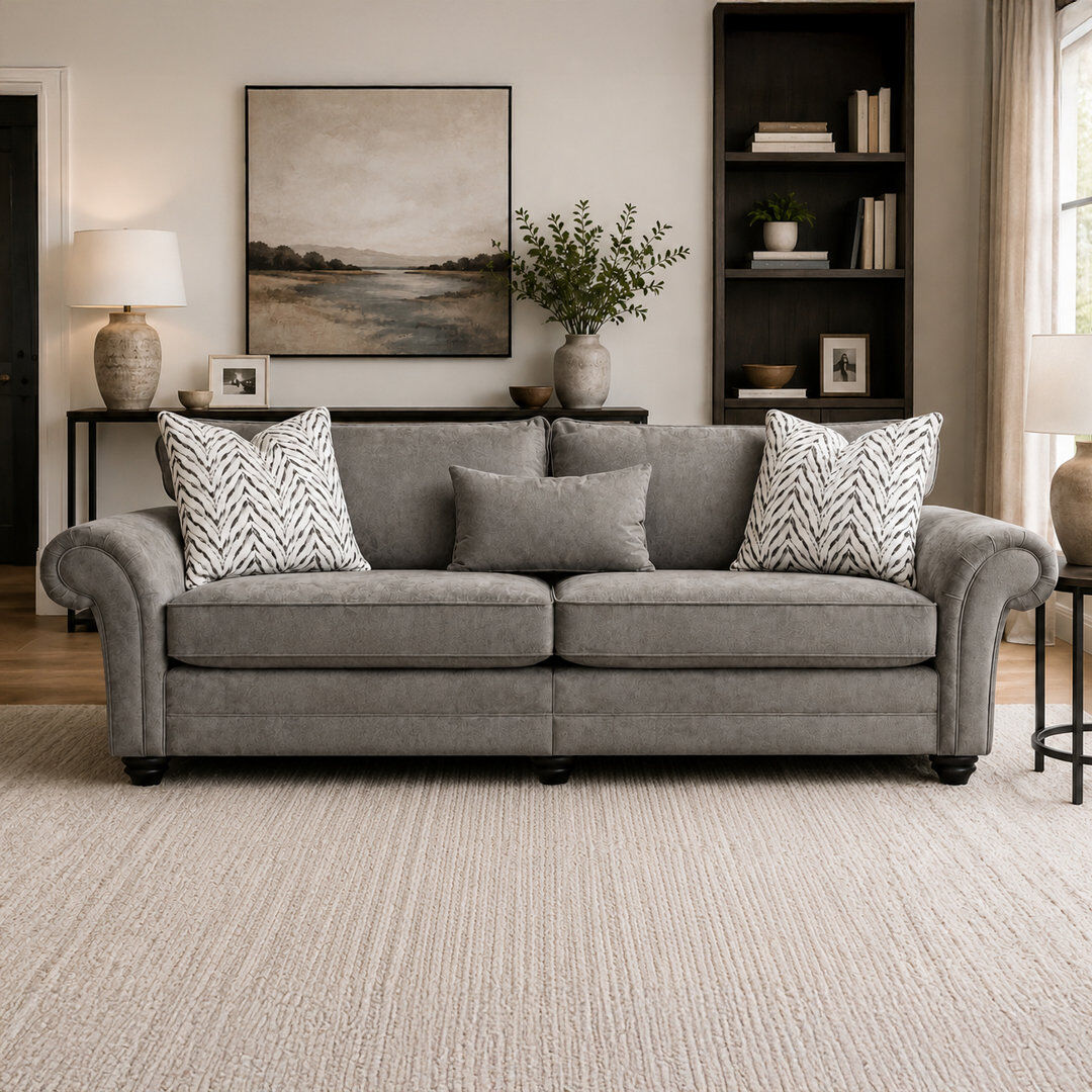 Rosalind Wheeler Dalton Textured Wave Sofa- Made in the UK Grey 3