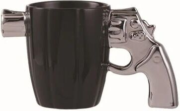 Uplift Essentials Creative 3D Revolver Modeling Ceramic Coffee Mug silver