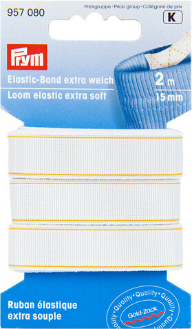 Prym Gold-Zack Gummiband, extra weich, Breite: 15 mm, Länge: 2 m