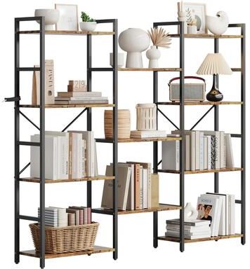 Garvee 4-Tier Bookshelf Adjustable Rustic Industrial Bookcase for Living Room