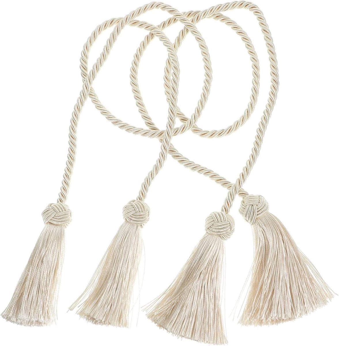 Beige Katoenen Gordijn Tiebacks - Handgeweven Decoratieve Touwen - 93 cm