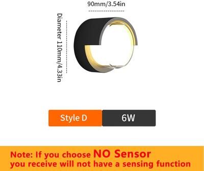 Inspire Curations LumaGuard Motion Sensor LED Wall Light Waterproof Outdoor Wall Light IP66 style D 6w Cold White With Sen
