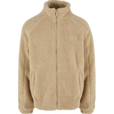 Allwetterjacke KARL KANI "Karl Kani Karl Kani Metal Signature Teddy Jacket", Herren, Gr. M, sand, light sand, 100% Polyester, mehrfarbig, loose fit, amerikanischer Ausschnitt, Jacken