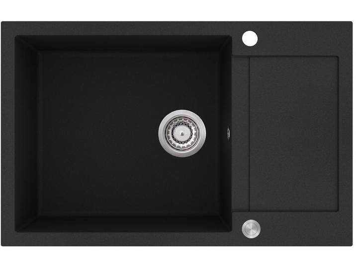 GURARI Granitspüle SQT 105 -601 AWP Küchenspüle.Einbau Granitspüle Schwarz, inkl. Siphon