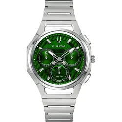 Bulova 96A338 Herrenuhr Chronograph Curv Stahl/Grün