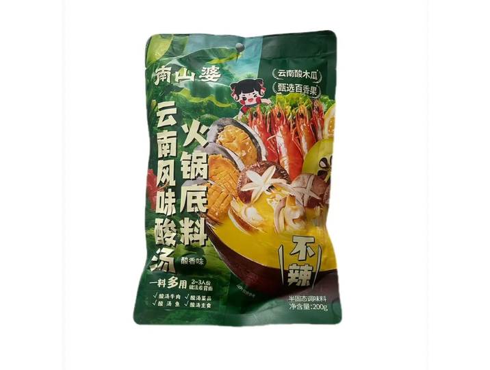 Nanshanpo Base de bouillon pour fondue chinoise saveur soupe aigre (saveur aigre-piquante) 200 g