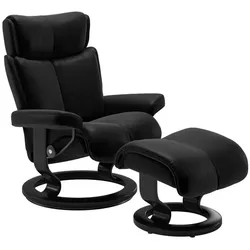 Stressless Sessel mit Hocker Magic Classic Leder Schwarz Batick Black S (Small)