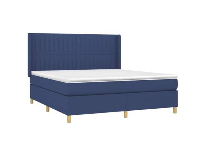 KTHLBRH Boxspringbett Blau 180 x 200 cm mit Matratze Verstellbares Kopfteil, mittlere bis harte Unterstützung, inklusive Matratzenschoner, atmungsaktiver Stoff