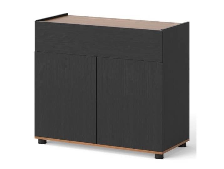 Helloshop26 Moderner Sideboard mit Aufbewahrung, 80 x 35 x 70 cm, klares Design, verstärkte Stabilität, MDF, Schwarz, 20_0017522