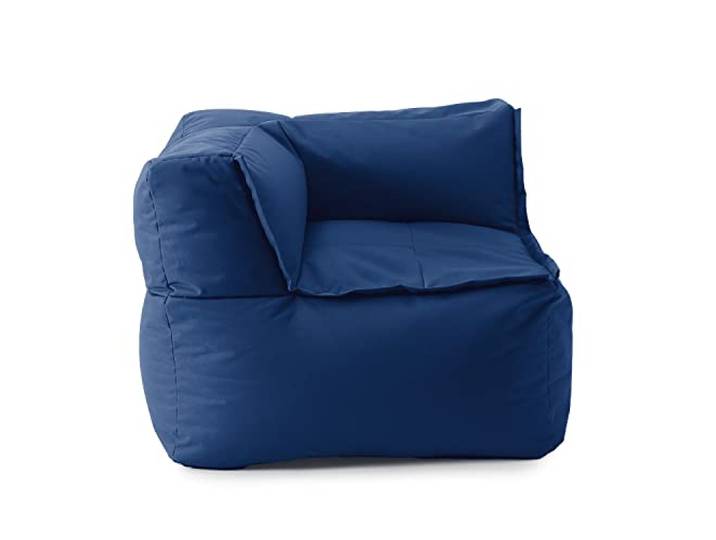Lumaland Sitzsack-Lounge Modular Eckteil Waschbare Sitzmöbel für Innenräume & Garten Indoor & Outdoor Sitz-Garnitur Wasserfester Ecksessel Einfach erweiterbar 81x81x70cm [Dunkelblau]