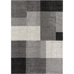 TEPPICH Niederflor Patchwork THUR Polypropylen Grau 80 x 140 cm