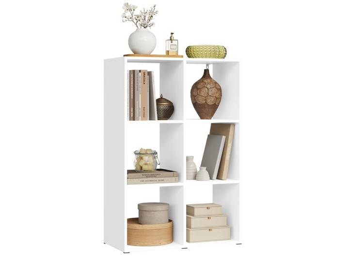 Bibliothèque WOLTU - 6 Cubes en Bois - Étagère Rangement Peut être placé à l'horizontale - Blanc W0ATT0908