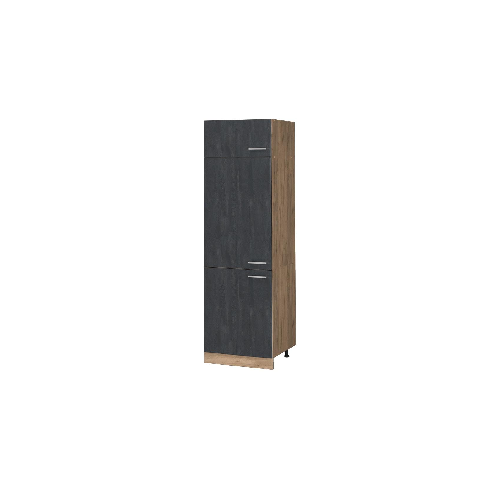 Vicco Kühlumbauschrank R-Line Schwarz Beton Eiche 60 cm