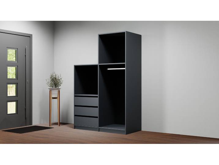 Offener Treppenkleiderschrank nach Maß Premium Dekore Schwarz