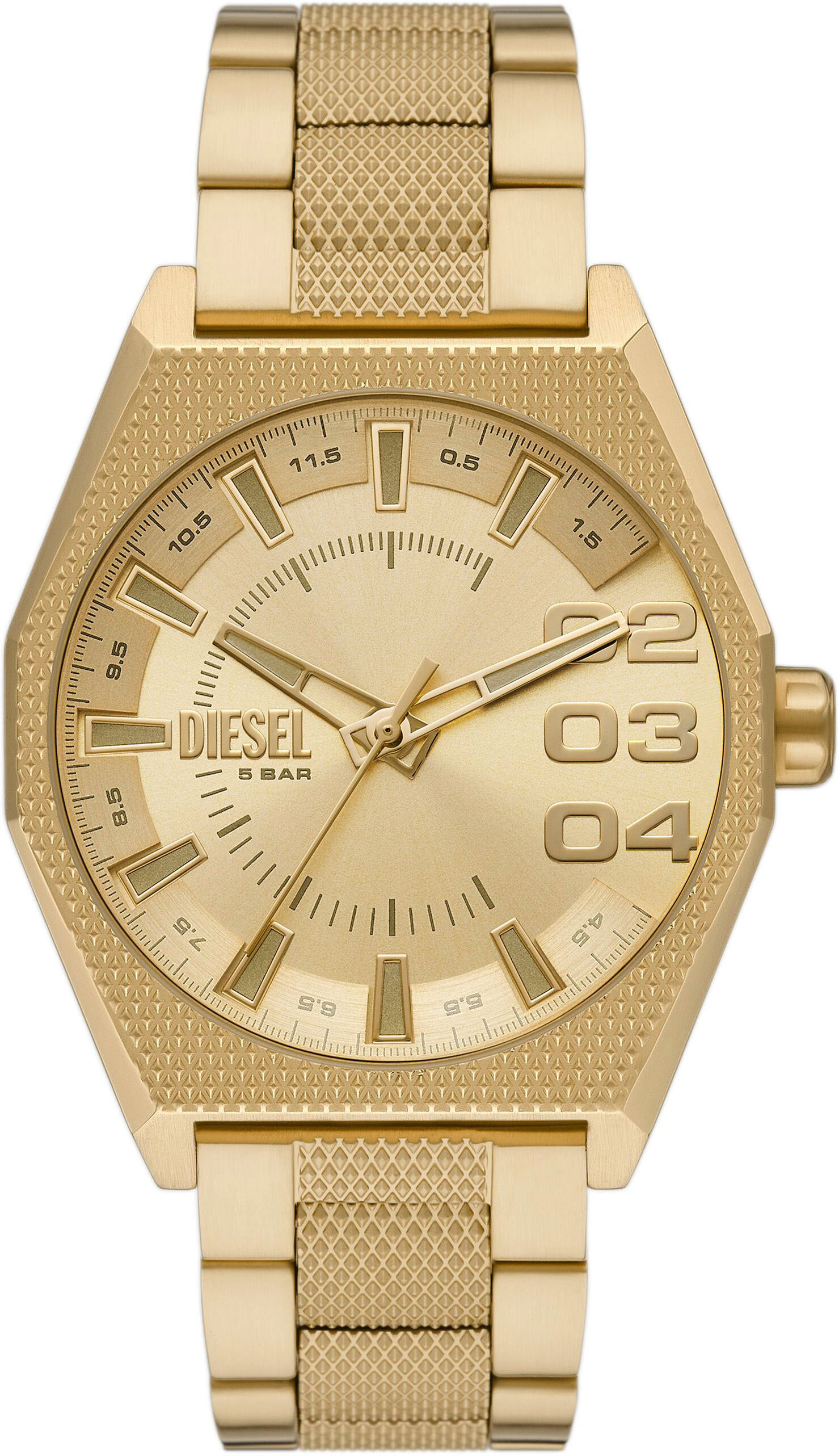 Quarzuhr DIESEL "SCRAPER", gold (goldfarben), Armbanduhren, Herren, Quarzuhr, Armbanduhr, Herrenuhr, Edelstahlarmband