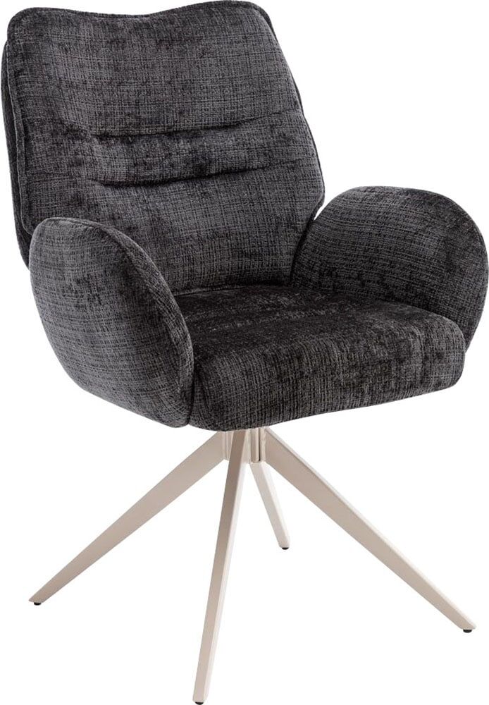 Esszimmerstuhl HOME AFFAIRE "Ronda", grau (anthrazit, hummus, anthrazit), B:64cm H:94cm T:69cm, Stühle, Esszimmerstuhl anthrazit, hummus, anthrazit B/H/T: 64cm x 94cm x 69cm, 2 Stk., Microfaser uni