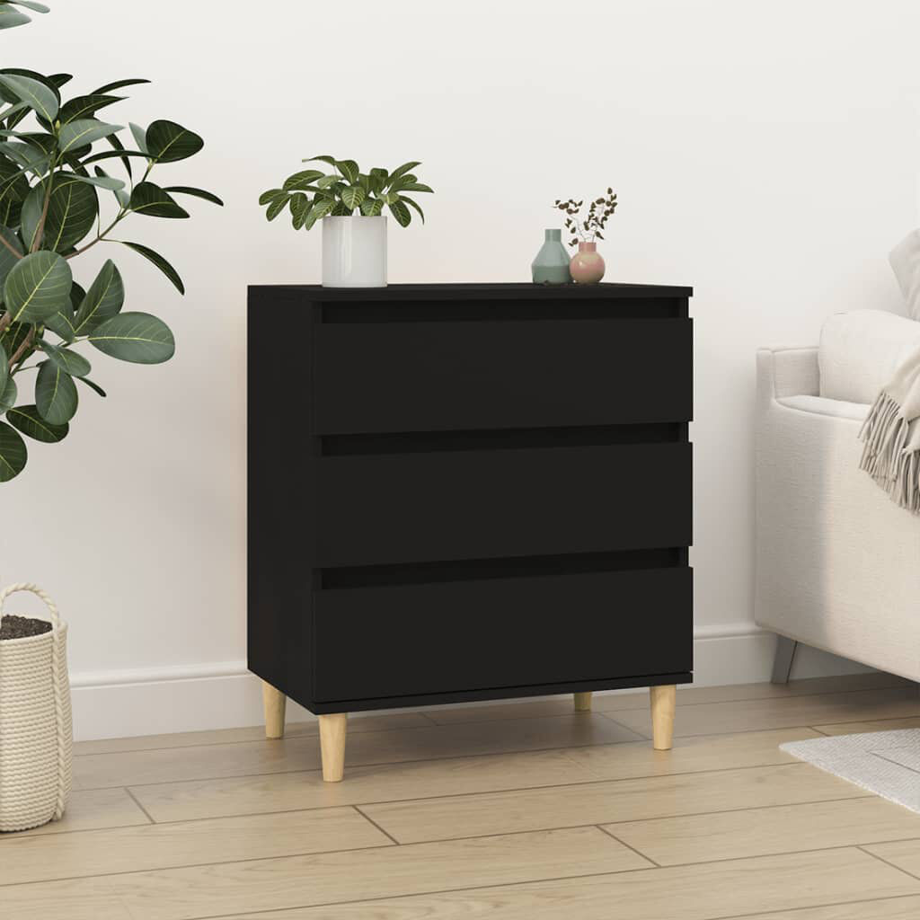 George Oliver Caraban 60cm Sideboard Black/Oak 70cm H X 60cm W X 35cm D