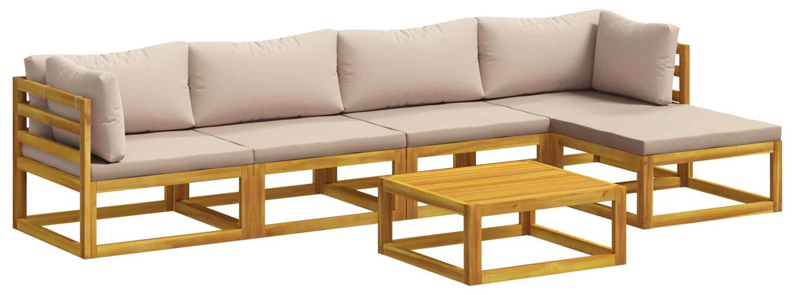 Sofa-Set 6 stk. Natur Massivholz Akazie