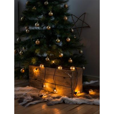 KONSTSMIDE LED-Lichterkette, schwarz, Dioden 10 Stk. Flammen 10 Stk., Gesamtlänge 5,25m, Lichterketten, LED Biergartenkette, 10 klare Birnen / 20 bernsteinfarbene Dioden