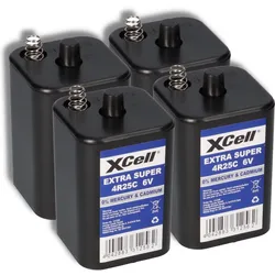 4x XCell 4R25C Blockbatterie 6V 9,5Ah – passend für Baustellenleuchten, Warnlampen & Weidezaun