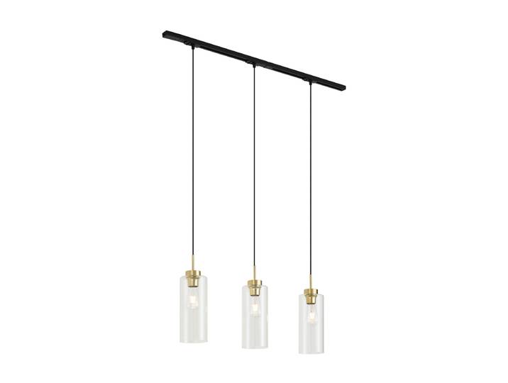 Système de rail moderne noir avec 3 suspensions dorées en verre