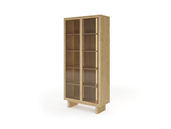 Masseno Glasvitrine TRAVE 194,8 x 93,5 cm Vitrine Vitrinenschrank mit 2 Türen Eichefarben