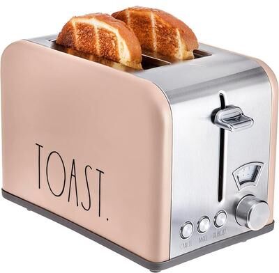 Rae Dunn Toaster, Stainless Steel 2 Slice Square Toaster, Wide Slot with 5 Browning Levels, with Bagel, Defrost