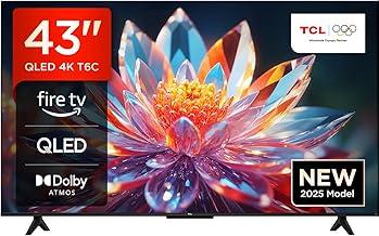 TCL 43T6C 43 Zoll QLED Fernseher, 4K UHD Fire TV, HDR10+, Dolby Vision & Atmos, Smart TV mit Sprachsteuerung mit Alexa, Google Cast & AirPlay 2