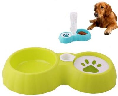 United Premium Double Pet Bowl Feeder With Food & Water Station For Cats & Small Dogs green