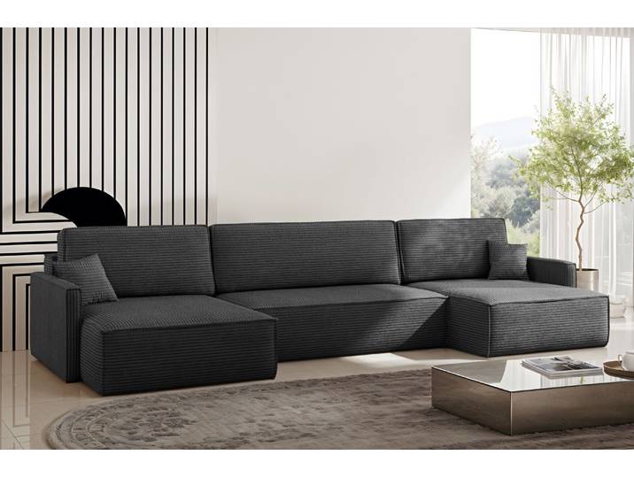 Kaiser Möbel Ecksofa Carlos Mit Schlaffunktion und Bettkasten Elegante Stoff Poso Graphit