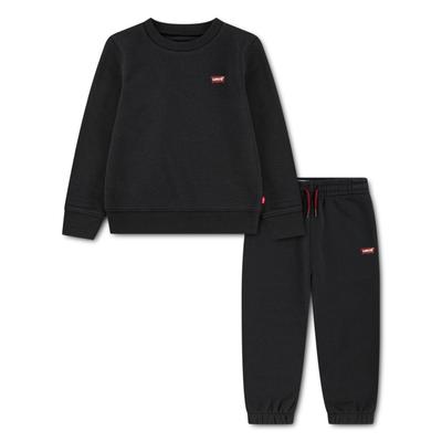 Neugeborenen-Geschenkset LEVI'S KIDS "LVN HOODIE,JOGGER SET", Mädchen, Gr. 6 (116), schwarz (jet schwarz), angeraute Sweatware, Obermaterial: 60% Baumwolle, 40% Polyester, KOB Set-Artikel, mit kleiner Label-Applikation- Stickerei