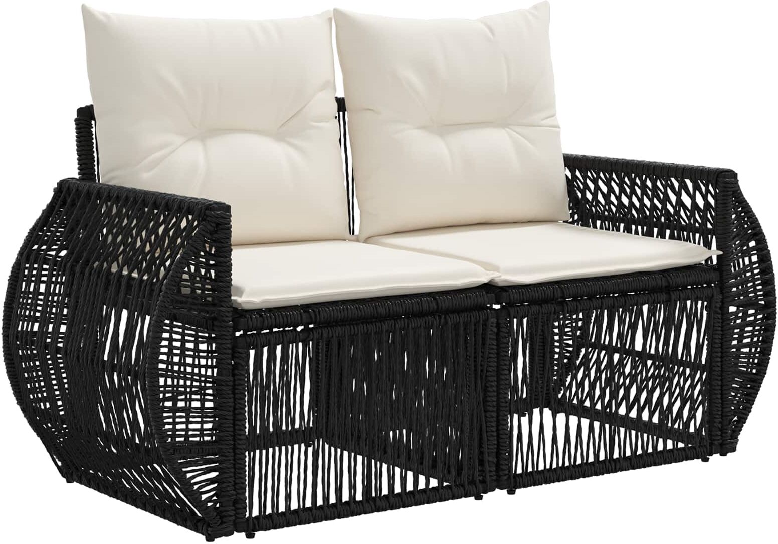 vidaXL Ensemble de canapé de jardin 8 pc Noir et blanc crème polyrotin