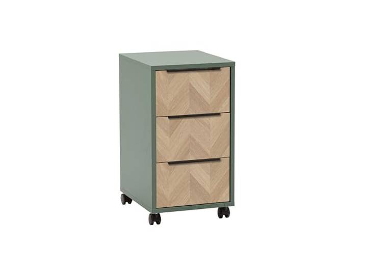 Schildmeyer Rollcontainer Piazza 160760, Pistazie/Fischgräten Dekor, 32,6 x 39 x 59,7 cm