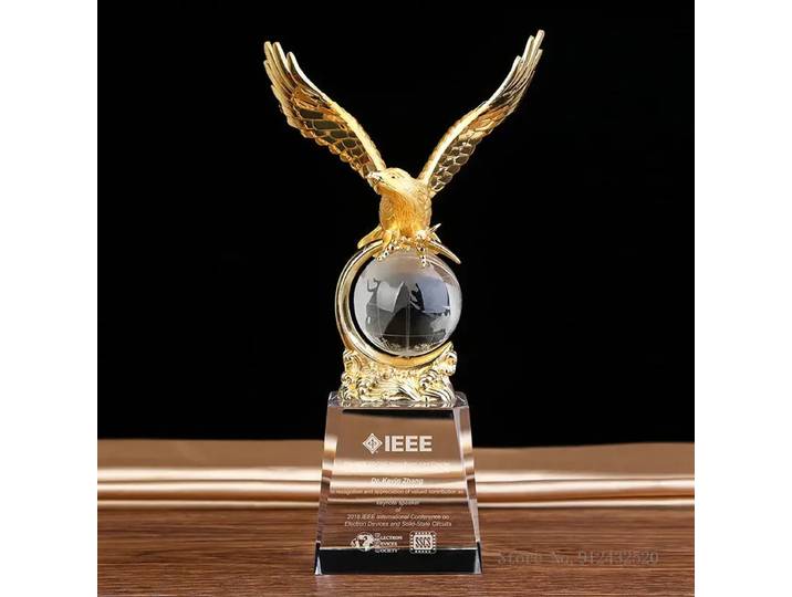 Trophée personnalisé en forme d'aigle en cristal, récompense avec lettrage, souvenir créatif, décoration pour la maison, le salon, le bureau, 1 pièce