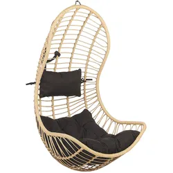 HÄNGESESSEL PE Rattan natürlich/schwarz mit Sitzkissen Pineto